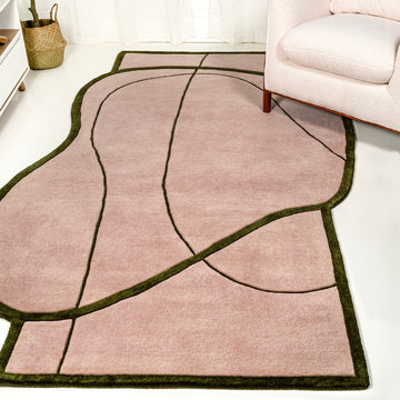 Mosaic Coastal Geometric Border Handwoven Wool Area Rug
